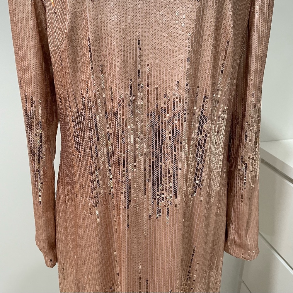 NWT Blush Pink Vince Camuto Sequin Dress Holiday Party Formal New Years Eve - Picture 2 of 14